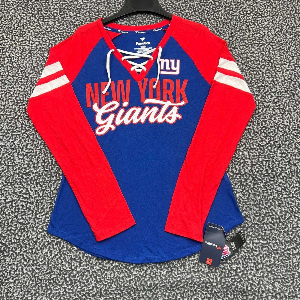 New York Giants Shirt Women Medium Blue Red Fanatics Long Sleeve New M‎